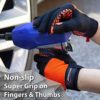 SAFE HANDLER Super Grip Gloves | Textured Grip Palm, Non-Slip Texture, Hook & Loop Wrist Strap, BLACK/ORANGE, L/XL, 1 pair (2 gloves) - Image 9