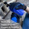 SAFE HANDLER Super Grip Gloves | Textured Grip Palm, Non-Slip Texture, Hook & Loop Wrist Strap, BLACK/BLUE, S/M, 1 pair (2 gloves) - Image 9