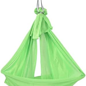 Luroze Aerial Yoga Hammock, High Strength Nylon Breathable Training Hammock Soft and Comfortable Relieve Pain Pilates Silk Swing Set for Yoga, Swing, Fitness(Green)