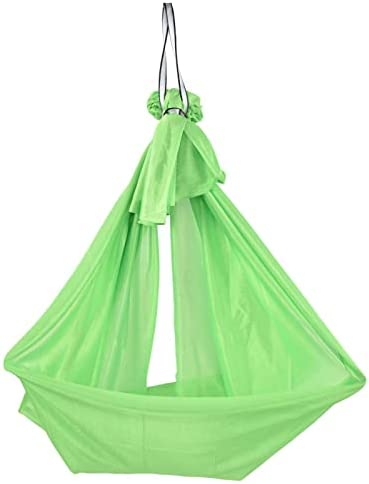 Luroze Aerial Yoga Hammock, High Strength Nylon Breathable Training Hammock Soft and Comfortable Relieve Pain Pilates Silk Swing Set for Yoga, Swing, Fitness(Green)