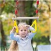 etonweag Children Trapeze Swing Bar with Rings, Swing Set Accessories Outdoor, Indoor Gym Swingset, Wooden Playset with Plastic Rings for Kids with Adjustable Rope, Connection Buckles, Hanging Straps - Image 3