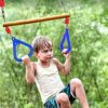 etonweag Children Trapeze Swing Bar with Rings, Swing Set Accessories Outdoor, Indoor Gym Swingset, Wooden Playset with Plastic Rings for Kids with Adjustable Rope, Connection Buckles, Hanging Straps - Image 4