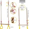 etonweag Children Trapeze Swing Bar with Rings, Swing Set Accessories Outdoor, Indoor Gym Swingset, Wooden Playset with Plastic Rings for Kids with Adjustable Rope, Connection Buckles, Hanging Straps - Image 7