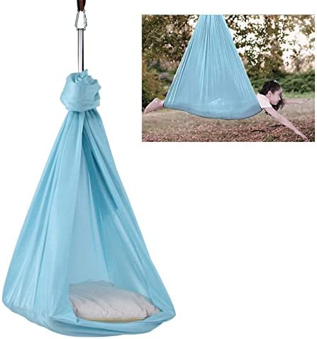 SALUTUY Yoga Sling, Aerial Yoga Swing Set Breathable Elastic Durable 25KN/5620 Lbf Easy to Set Up Aerial Yoga Hammock Kit Comfortable for Body Firming Aerial Yoga(Light Blue) - Image 2