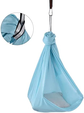 SALUTUY Yoga Sling, Aerial Yoga Swing Set Breathable Elastic Durable 25KN/5620 Lbf Easy to Set Up Aerial Yoga Hammock Kit Comfortable for Body Firming Aerial Yoga(Light Blue) - Image 4