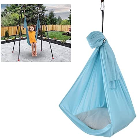 SALUTUY Yoga Sling, Aerial Yoga Swing Set Breathable Elastic Durable 25KN/5620 Lbf Easy to Set Up Aerial Yoga Hammock Kit Comfortable for Body Firming Aerial Yoga(Light Blue) - Image 5