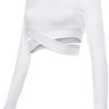 Women Workout Crop Tops Tummy Cross Sport Shirt Athletic Yoga Gym Activewear Tops - Image 5