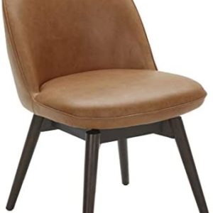 Amazon Brand – Rivet Contemporary Leather Dining Chair with Swivel Seat, 33"H, Cognac