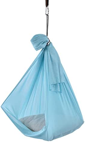 SALUTUY Yoga Sling, Aerial Yoga Swing Set Breathable Elastic Durable 25KN/5620 Lbf Easy to Set Up Aerial Yoga Hammock Kit Comfortable for Body Firming Aerial Yoga(Light Blue)