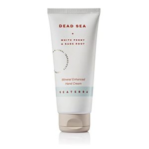 SEATERRA - Mineral Enhanced Hand Cream for dry cracked hands, Dead Sea Plus – white peony and red sage root. 97% Natural Ingredients, Vegan, 100 ml / 3.4 fl.oz.