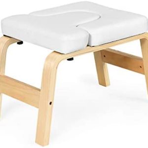 Giantex Yoga Headstand Bench w/VC Pads, Yoga Inversion Chair, Sturdy Wood Frame, Yoga Inversion Trainer, Relieve Fatigue and Shape Body, Idea for Workout, Fitness and Gym