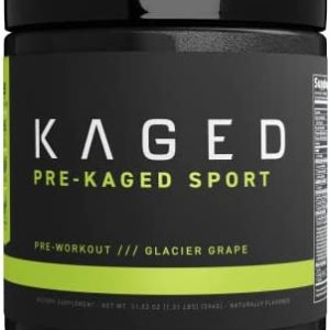 Pre Workout Powder; Kaged Muscle Pre-Kaged Sport Pre Workout for Men and Women, Increase Energy, Focus, Hydration, and Endurance, Organic Caffeine, Plant Based Citrulline, Glacier Grape