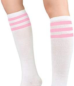 Womens Athletic Socks Outdoor Sport Socks Thigh High Tights Stockings Casual Stripes Tube Socks