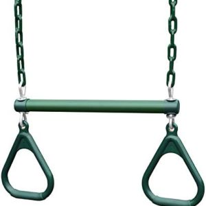 Gorilla Playsets 04-0006-G/G 18" Trapeze Bar Assembly with Rings - Green Bar, Rings, 36.5" Plastisol Coated Chains