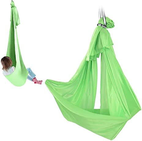 Luroze Aerial Yoga Hammock, High Strength Nylon Breathable Training Hammock Soft and Comfortable Relieve Pain Pilates Silk Swing Set for Yoga, Swing, Fitness(Green) - Image 5