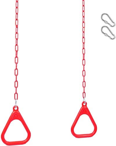 Lelly Q Children Hanging Ring, Kids Trapeze Swing Bar with Rings with Hanging Ropes A Pair of Adjustable Plastic Children Swing Gym Fitness Exercise Sports Hanging Ring for Children Kids