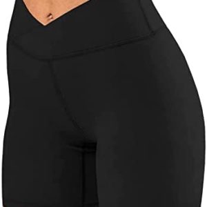 Womens Biker Yoga Shorts Crossover Summer 5" Inseam High Waisted Workout Athletic Running Short Pants