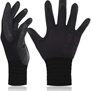 DEX FIT Nitrile Work Gloves FN320, 3D Comfort Stretch Fit, Power Grip, Durable Foam Coated, Thin & Lightweight Premium Nylon, Machine Washable, Black 10 (XL) 3 Pairs