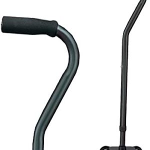 Carex Quad Cane with Small Base - Adjustable Height Quad Cane and Walking Stick with Small Base - Holds Up to 250 Pounds, Black, Universal, Pack of 1