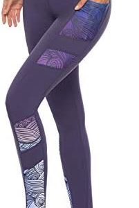 PERSIT Women's Printed Yoga Pants with 2 Pockets, High Waist Non See-Through Tummy Control 4 Way Stretch Leggings