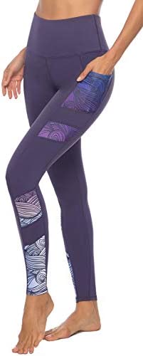 PERSIT Women's Printed Yoga Pants with 2 Pockets, High Waist Non See-Through Tummy Control 4 Way Stretch Leggings