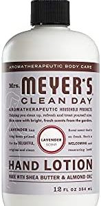 Mrs. Meyer's Hand Lotion for Dry Hands, Non-Greasy Moisturizer Made with Essential Oils, Lavender Scent, 12 oz