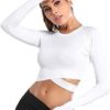 Women Workout Crop Tops Tummy Cross Sport Shirt Athletic Yoga Gym Activewear Tops - Image 2