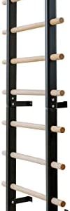 DHT Wood Stall Bar, Swedish Ladder Suspension Trainer with 9 Strategic Rods, for Home, Gym, School and Clinics