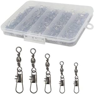 Beoccudo Fishing Swivels Snap Swivels 210pcs Barrel Swivels with Snaps, Fishing Swivels Saltwater Freshwater Snap Connector