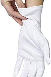 ANSMIO 3 Pairs Cotton Gloves, White Gloves for Dry Hands, Cotton Gloves for Eczema, Moisturizing Night Gloves, White Gloves 100% Cotton, Size M (3 Pairs)