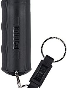 SABRE Advanced Pepper Spray Keychain with Quick Release – 3-in-1 Pepper Spray, CS Tear Gas & UV Dye – Maximum Strength Police OC Spray, Finger Grip for Better Aim – Optional Practice Spray