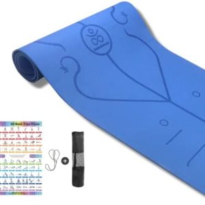 TPE Yoga Mat with Body Alignment Lines | Yoga Mat with Mesh Storage Bag, Carrier Sling and Yoga Poster