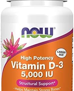 NOW Supplements, Vitamin D-3 5,000 IU, High Potency, Structural Support*, 240 Softgels