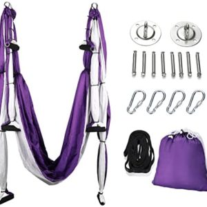 ZELUS Trapeze Inversion Exercises Include 3 Extensions Straps and Ceiling Mounting Kit, Aerial Yoga Swing Sling Strong Yoga Hammock Kit Set