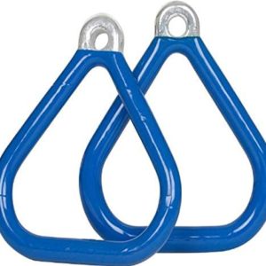 Swing Set Stuff Commercial Coated Triangle Trapeze Rings with SSS Logo Sticker, Blue