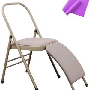 Innolife Veocore Yoga Auxiliary Chair with Lumbar Back Support Foldable Balance Training with Purple Yoga Resistance Band
