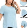 FOREYOND Women's Plus Size Workout Long Short Sleeve Sport Tee Loose Fit Athletic Yoga Running Workout Shirts - Image 3