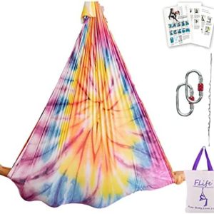 Aerial Yoga Hammock 6.5 Yards Premium Aerial Silk Fabric Yoga Swing for Antigravity Yoga Inversion Include Daisy Chain,Carabiner and Pose Guide