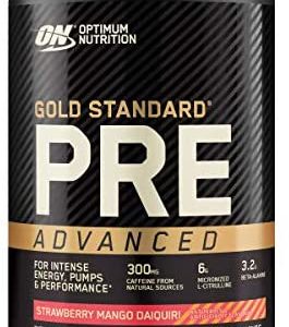 Optimum Nutrition Gold Standard Pre Workout Advanced, with Creatine, Beta-Alanine, Micronized L-Citrulline and Caffeine for Energy, Keto Friendly, Strawberry Mango Daiquiri, 20 Servings
