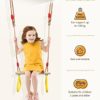 YOHOOLYO Children Trapeze Swing Bar with Rings Wooden Playset with Plastic Rings Gym Rings for Kids (Yellow) - Image 4
