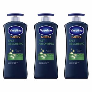 Vaseline Men Healing Moisture Hand and Body Lotion For Dry Skin Fast Absorbing Absorbs in Just 15 Skin For Moisturized Skin 20.3 oz 3 count