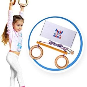 Goodevas Trapeze Swing bar with Rings - Swing Set Accessories - Indoor Jungle Gym Playground - Gymnastics Rings for Kids 3-9 y.o