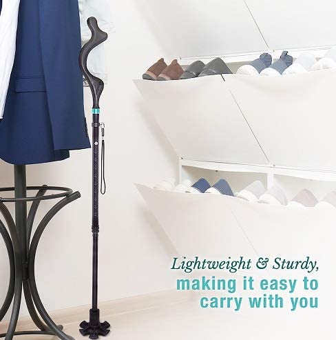 LabNovations Medical Posture Walking Cane, Portable Self-Standing 10 Height Lightweight Adjustable, Folding, Collapsible Hand Walking Stick for Men & Women. 360 Traction Tip - Image 7