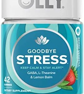 OLLY Goodbye Stress Gummy, GABA, L-Theanine, Lemon Balm, Stress Relief Supplement, Berry, 42 Day Supply - 42 Count