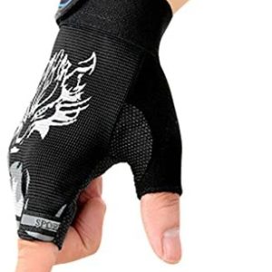 Kids Fingerless Cycling Gloves Breathable Non-Slip Shock-Absorbing Child Riding Bike Gloves Half Finger Outdoor Sports Gloves for Girls Boys Fishing Bicycle Roller Skating Hunting Climbing