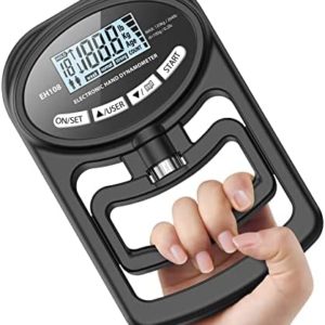 Hand Dynamometer Grip Strength Trainer - Electronic Hand Grip Strength Tester Grip Strengthener Hand Exerciser Meter Digital Hand Grip Training Gauge 265 Lbs / 120 Kgs for Sport Home School Use