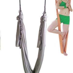 wellsem Aerial Yoga Hammock 5.5 Yards Yoga Swing Pilates Silk Home Fitness Include Carabiner,Daisy Chain, Pose Guide