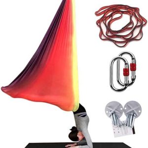 KIKIGOAL 5M Yoga Pilates Aerial Silk Kit Yoga Swing Aerial Yoga Antigravity Hammock Silk Fabric for Yoga Strap Bodybuilding