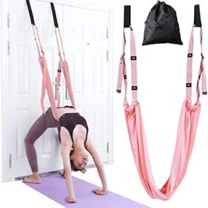 Pricexes Yoga Stretching Strap, Adjustable Height Leg Stretcher Waist Back Stretch Band Aerial Yoga, Anti-Gravity Inversion Exercises Door Flexibility Tensile Trainer for Rehab Pilates Dance Splits