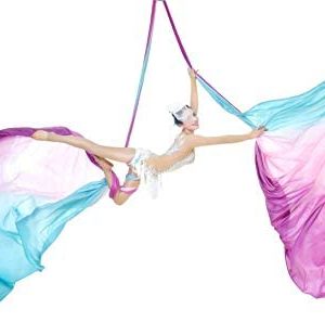 F.Life Aerial Silks 13 Yards Hardware Kit Medium Stretch for Acrobatics Silk | Aerial Yoga |Aerial Dance - Swivel 360 Spin Equipment Height Adjustment Strap, Portable Storage